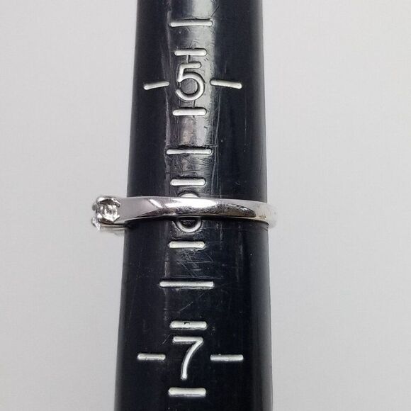 Vintage Sterling Silver Sparkly CZ Five Stone Stacking Band Ring, Size 6, Estate - Picture 7 of 10